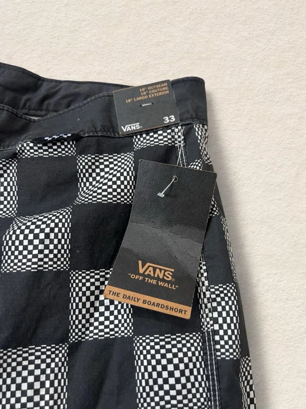 Vans Men’s Black and White Check Swim Board Shorts